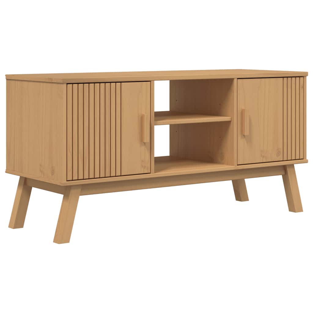 vidaXL Szafka RTV OLDEN, brązowa, 114x43x57 cm, lite drewno sosnowe
