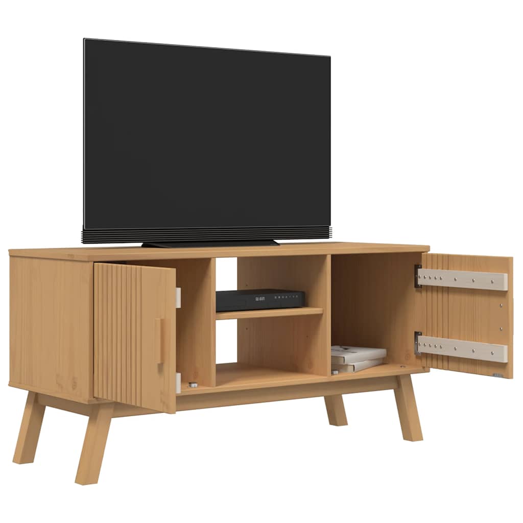 vidaXL Szafka RTV OLDEN, brązowa, 114x43x57 cm, lite drewno sosnowe
