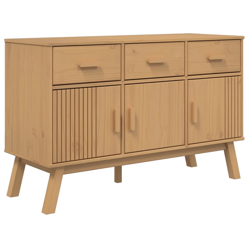vidaXL Komoda OLDEN, brązowa, 114x43x73,5 cm, lite drewno sosnowe