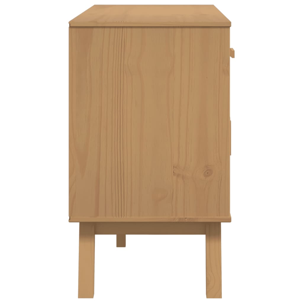 vidaXL Komoda OLDEN, brązowa, 114x43x73,5 cm, lite drewno sosnowe