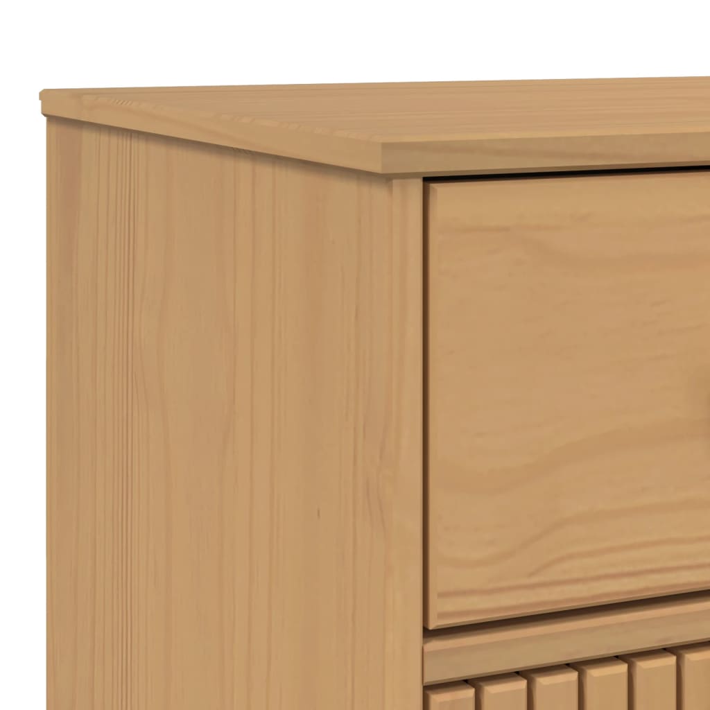 vidaXL Komoda OLDEN, brązowa, 114x43x73,5 cm, lite drewno sosnowe