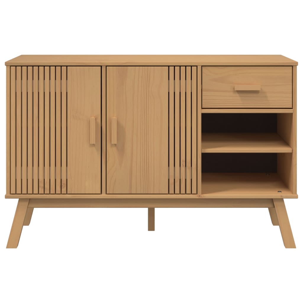vidaXL Komoda OLDEN, brązowa, 114x43x73,5 cm, lite drewno sosnowe