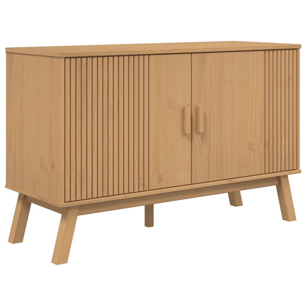 vidaXL Komoda OLDEN, brązowa, 114x43x73,5 cm, lite drewno sosnowe