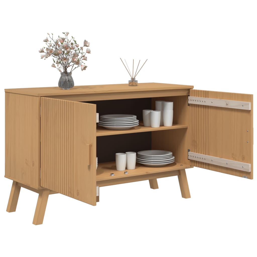 vidaXL Komoda OLDEN, brązowa, 114x43x73,5 cm, lite drewno sosnowe