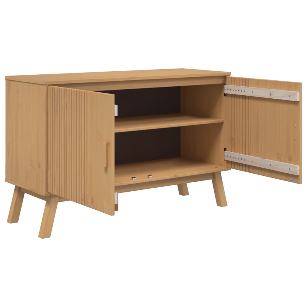 vidaXL Komoda OLDEN, brązowa, 114x43x73,5 cm, lite drewno sosnowe