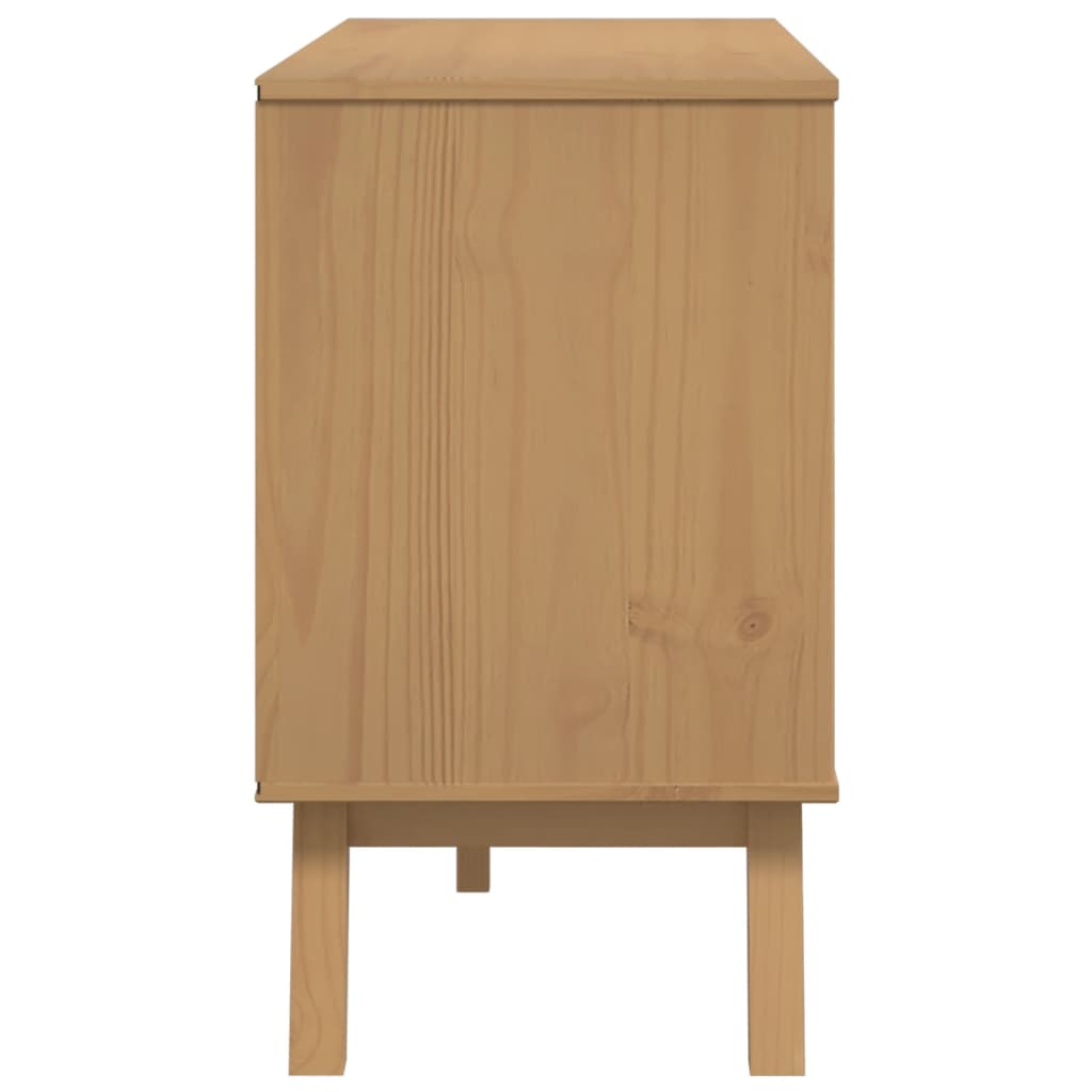 vidaXL Komoda OLDEN, brązowa, 114x43x73,5 cm, lite drewno sosnowe