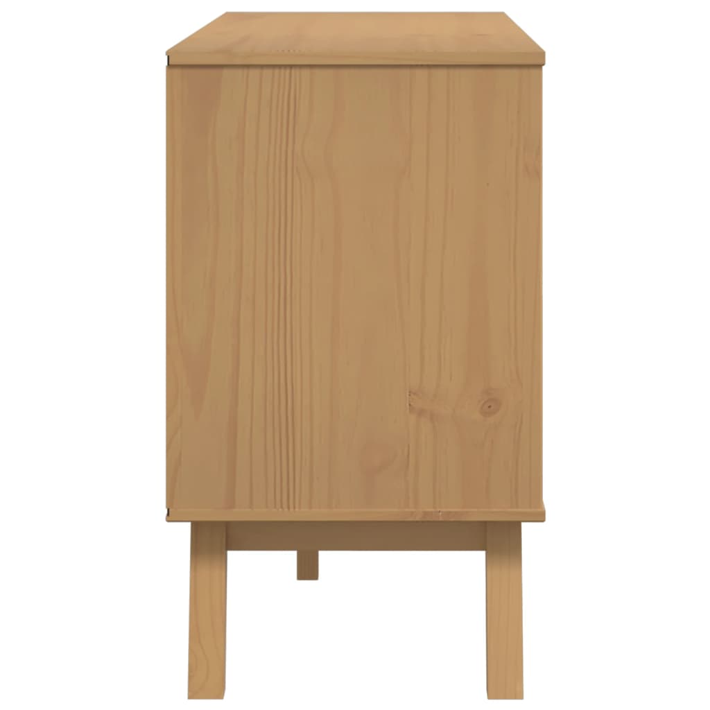 vidaXL Komoda OLDEN, biało-brązowa, 114x43x73,5cm, lite drewno sosnowe