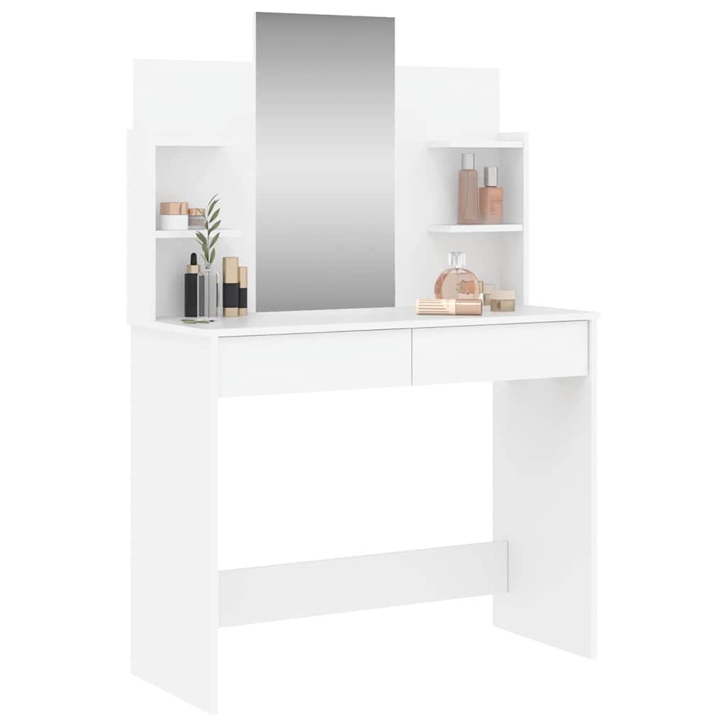 vidaXL Toaletka z lustrem, biała, 96x39x142 cm