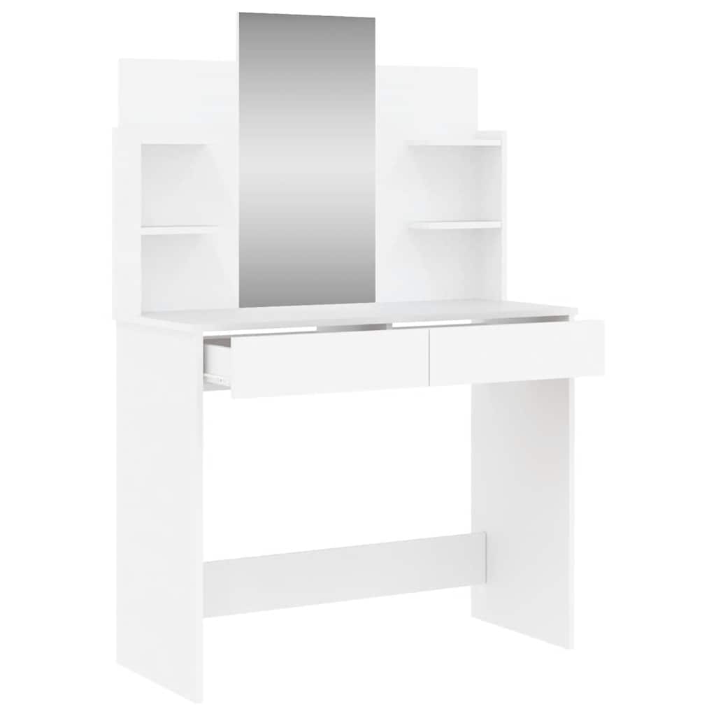 vidaXL Toaletka z lustrem, biała, 96x39x142 cm