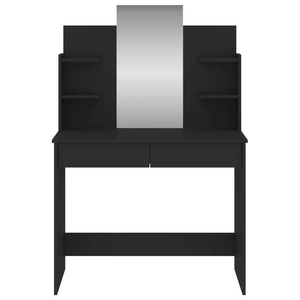 vidaXL Toaletka z lustrem, czarna, 96x39x142 cm