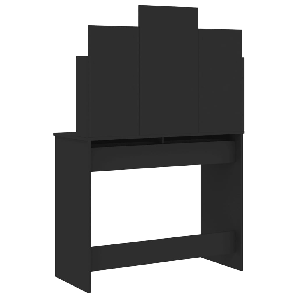 vidaXL Toaletka z lustrem, czarna, 96x39x142 cm