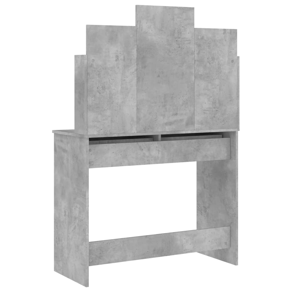 vidaXL Toaletka z lustrem, szarość betonu, 96x39x142 cm