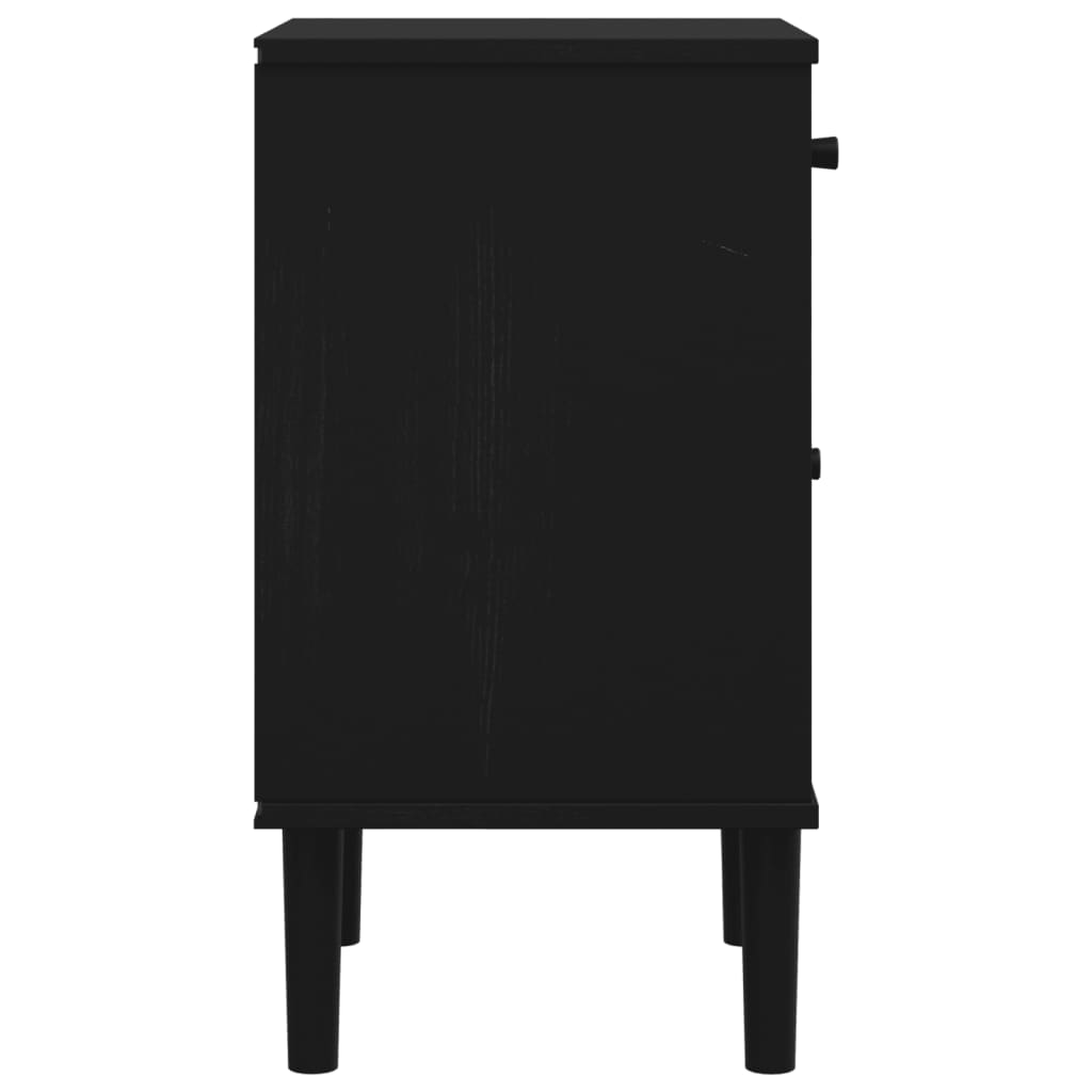 vidaXL Szafka nocna SENJA, imitacja rattanu, czarna 40x35x65 cm, sosna