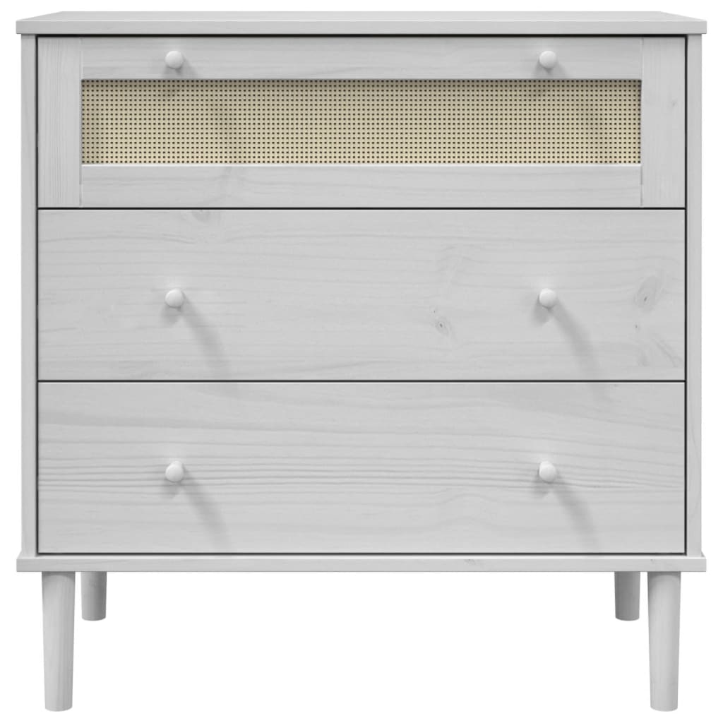 vidaXL Komoda SENJA, imitacja rattanu, biała, 80x40x80 cm, sosna