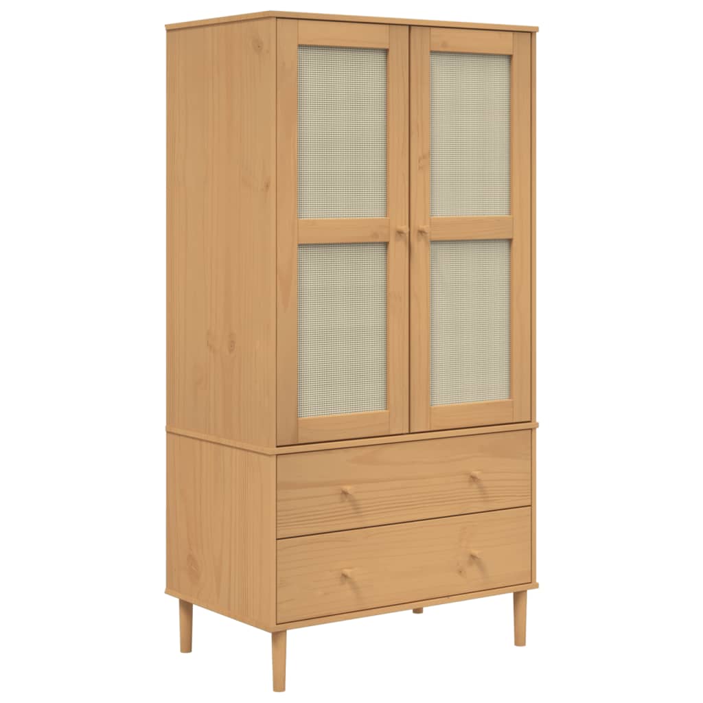 vidaXL Szafa SENJA, imitacja rattanu, brązowa, 90x55x175 cm, sosnowa