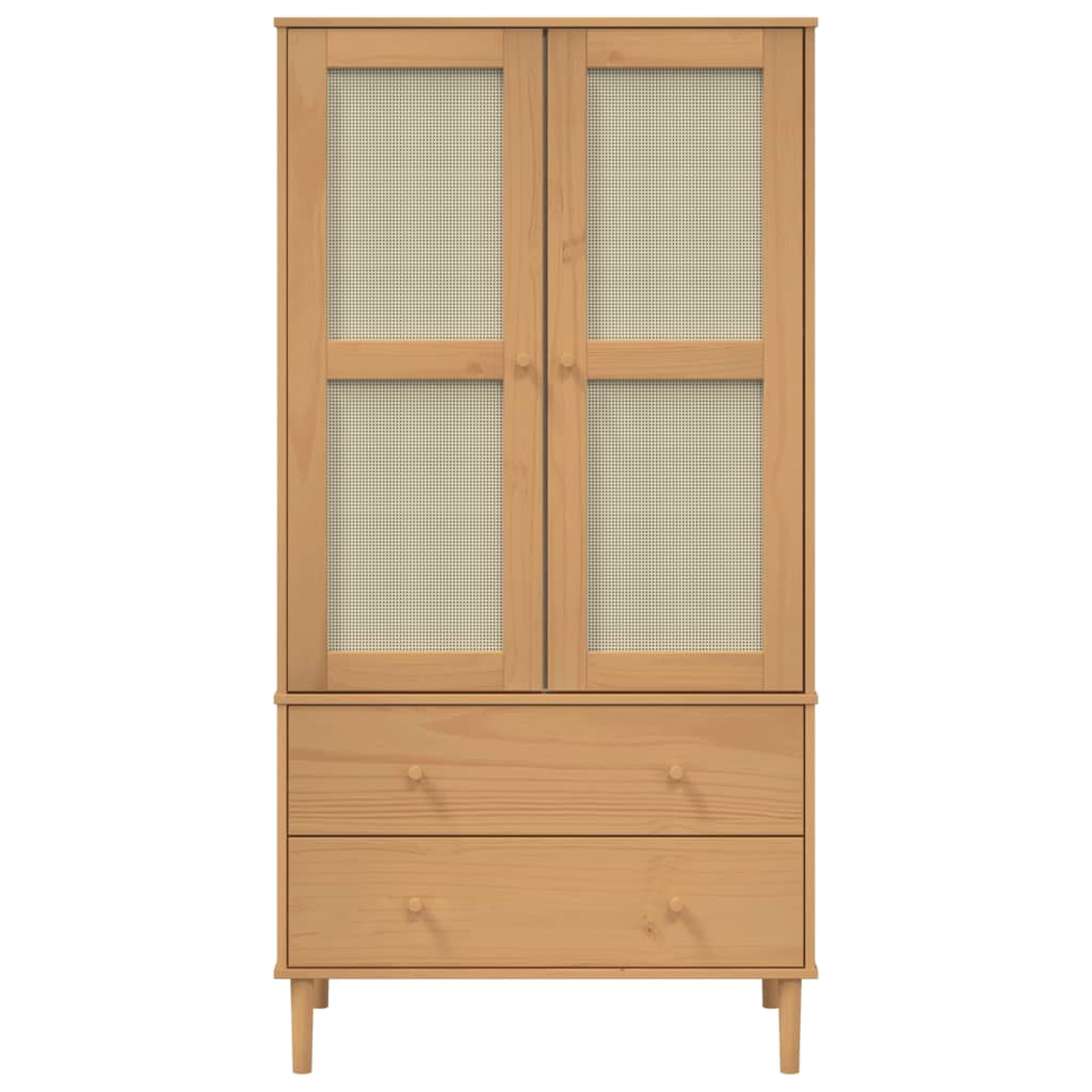 vidaXL Szafa SENJA, imitacja rattanu, brązowa, 90x55x175 cm, sosnowa