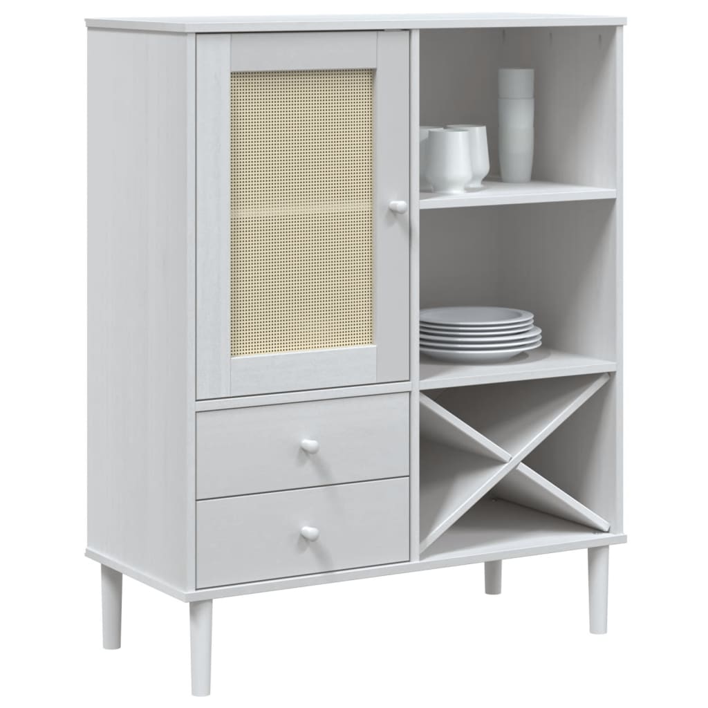 vidaXL Szafka SENJA, imitacja rattanu, biała, 90x40x112 cm, sosnowa