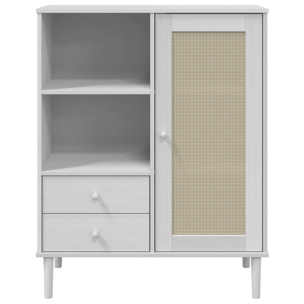vidaXL Szafka SENJA, imitacja rattanu, biała, 90x40x112 cm, sosnowa