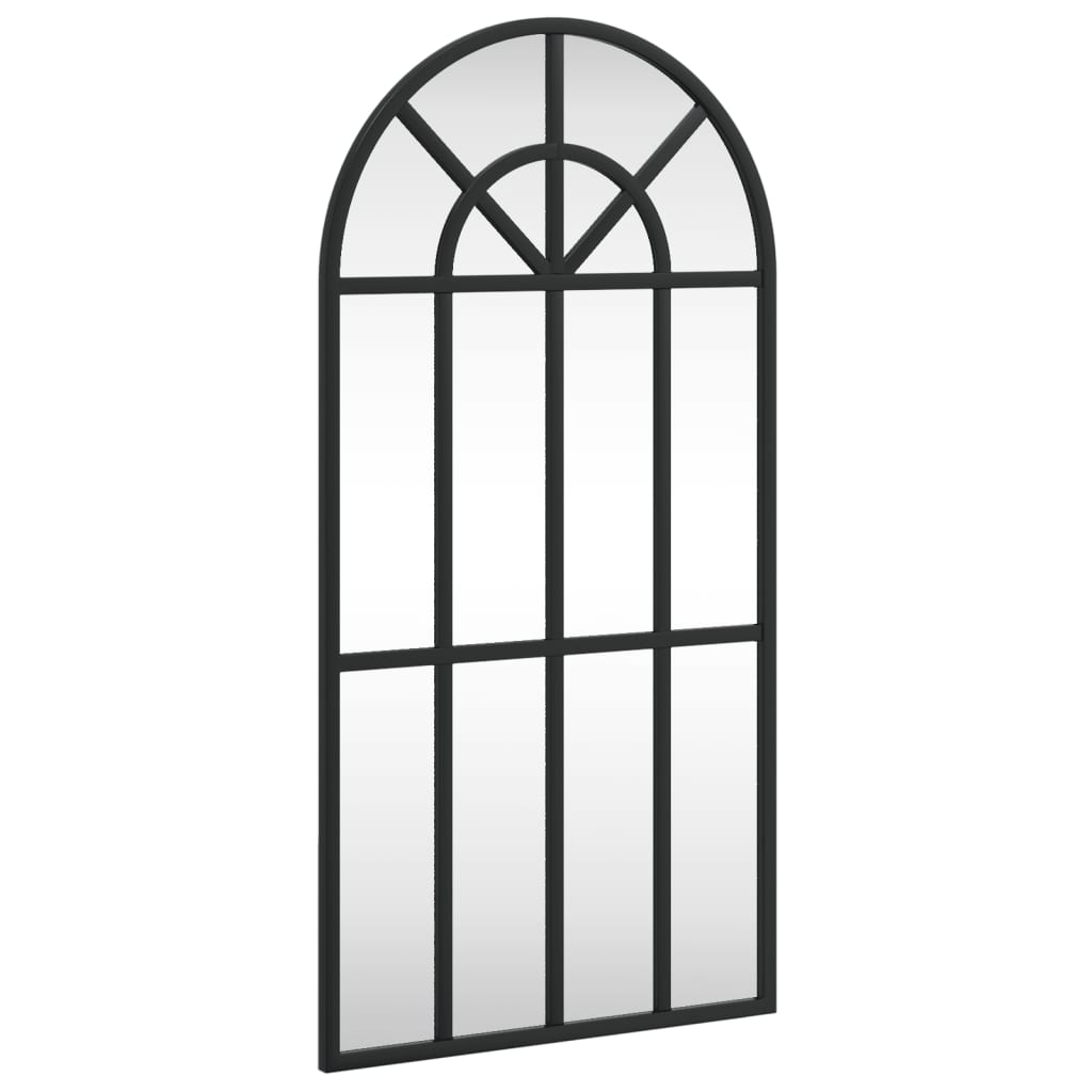 vidaXL Lustro ścienne, czarne, 30x60 cm, zakończone łukiem, żelazo