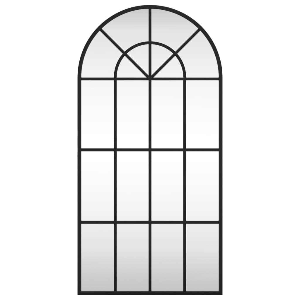 vidaXL Lustro ścienne, czarne, 40x80 cm, zakończone łukiem, żelazo