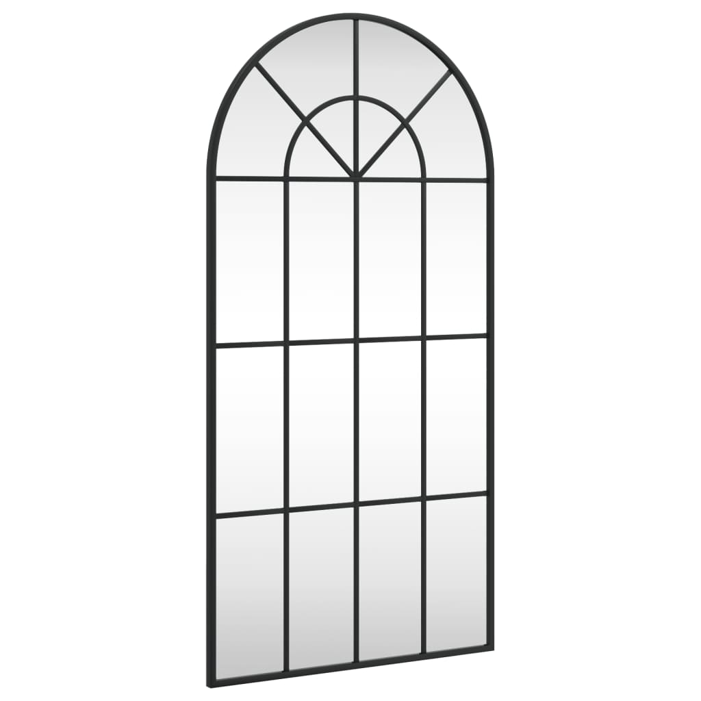 vidaXL Lustro ścienne, czarne, 50x100 cm, zakończone łukiem, żelazo