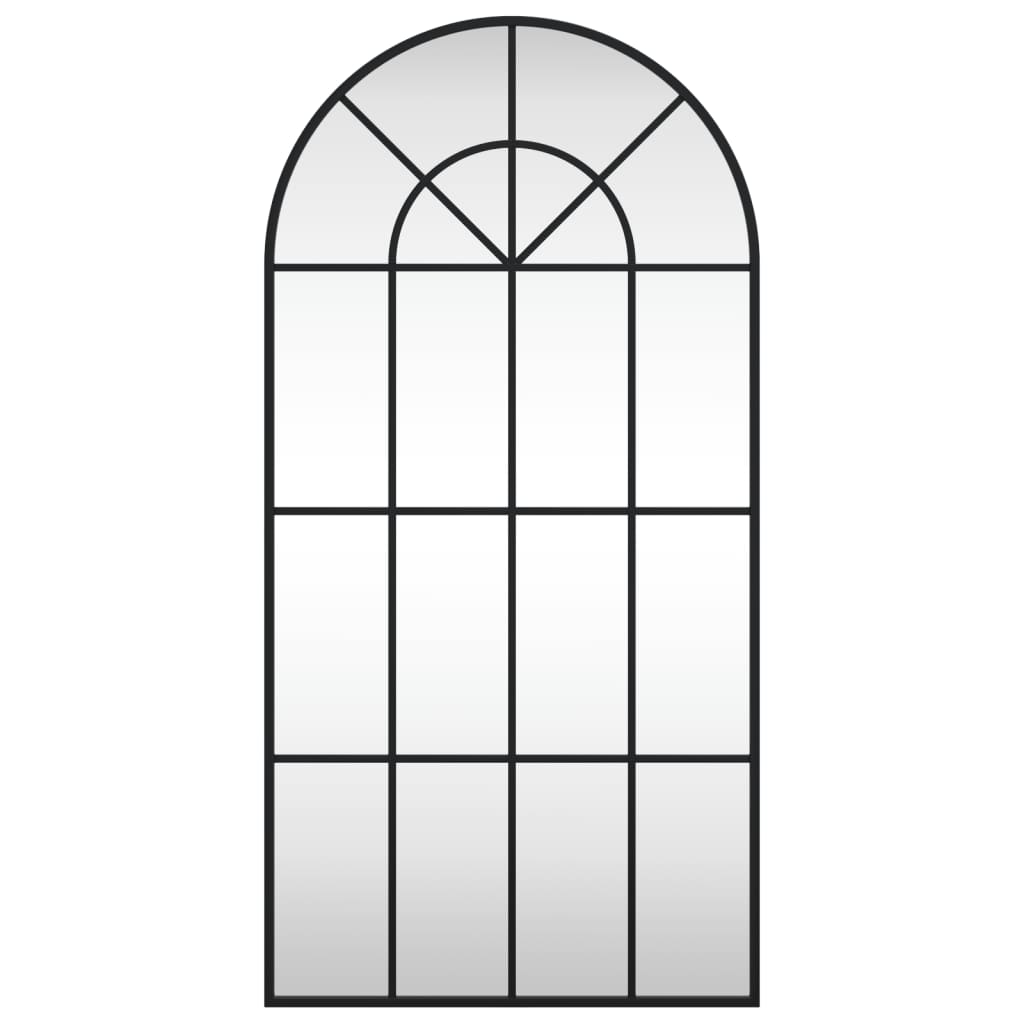 vidaXL Lustro ścienne, czarne, 50x100 cm, zakończone łukiem, żelazo