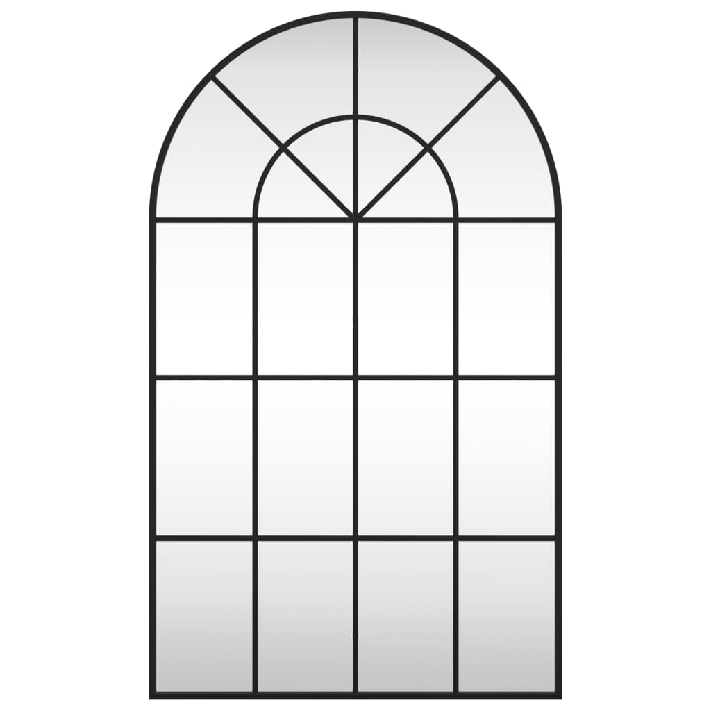 vidaXL Lustro ścienne, czarne, 60x100 cm, zakończone łukiem, żelazo