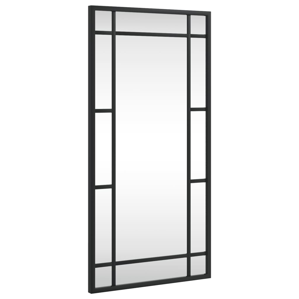 vidaXL Lustro ścienne, czarne, 30x60 cm, prostokątne, żelazo