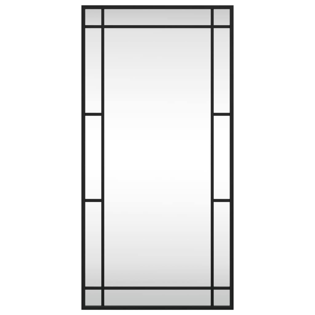 vidaXL Lustro ścienne, czarne, 40x80 cm, prostokątne, żelazo
