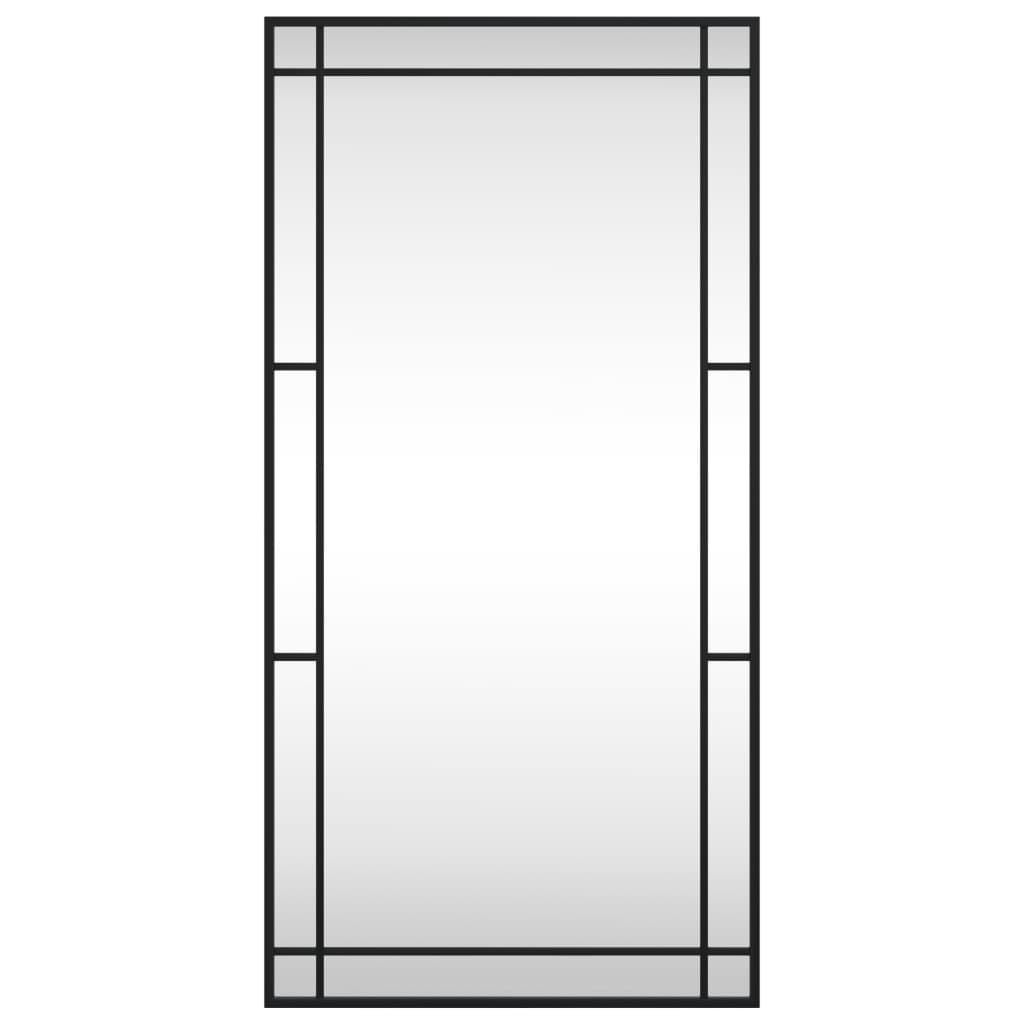 vidaXL Lustro ścienne, czarne, 50x100 cm, prostokątne, żelazo