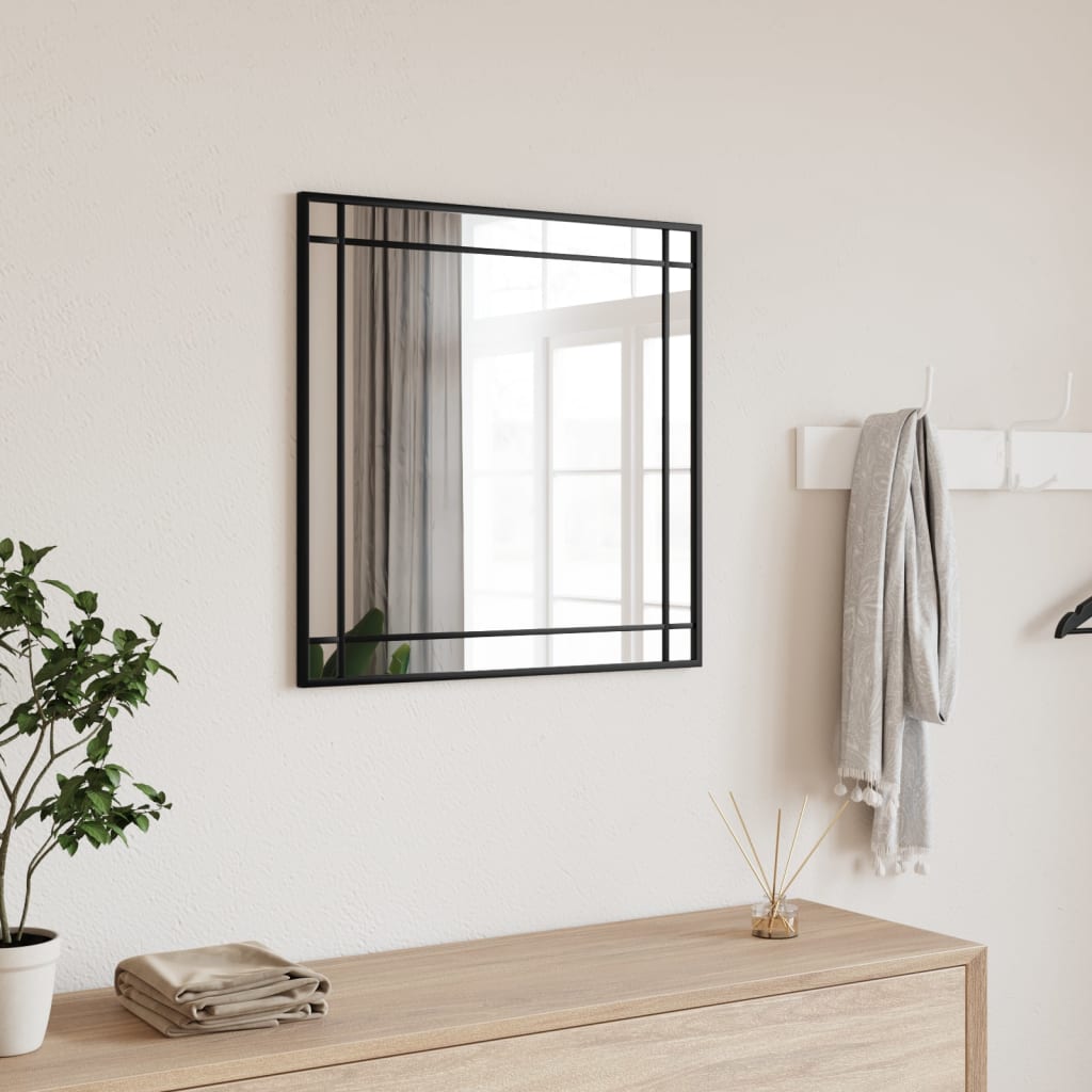 vidaXL Lustro ścienne, czarne, 60x60 cm, kwadratowe, żelazo