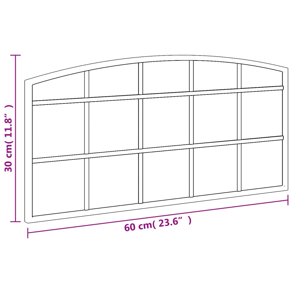 vidaXL Lustro ścienne, czarne, 60x30 cm, zakończone łukiem, żelazo