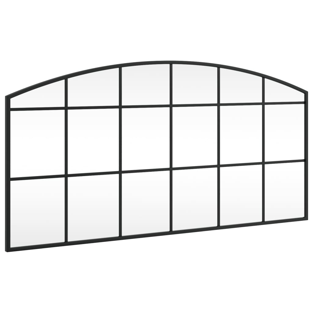 vidaXL Lustro ścienne, czarne, 100x50 cm, zakończone łukiem, żelazo