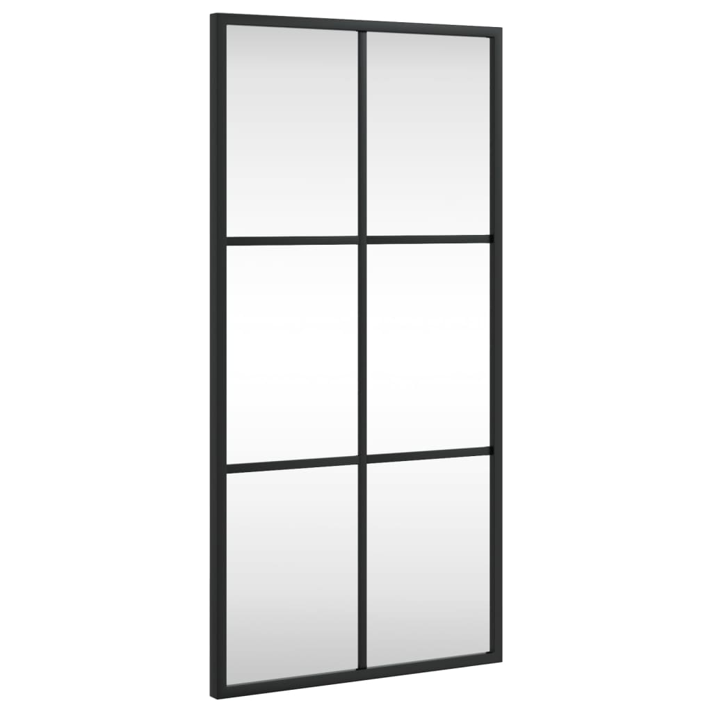 vidaXL Lustro ścienne, czarne, 30x60 cm, prostokątne, żelazo