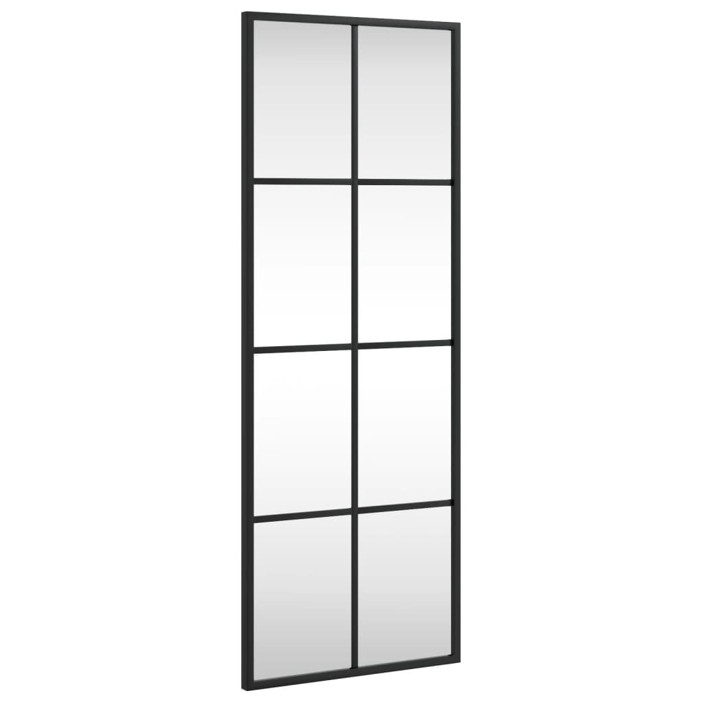 vidaXL Lustro ścienne, czarne, 30x80 cm, prostokątne, żelazo