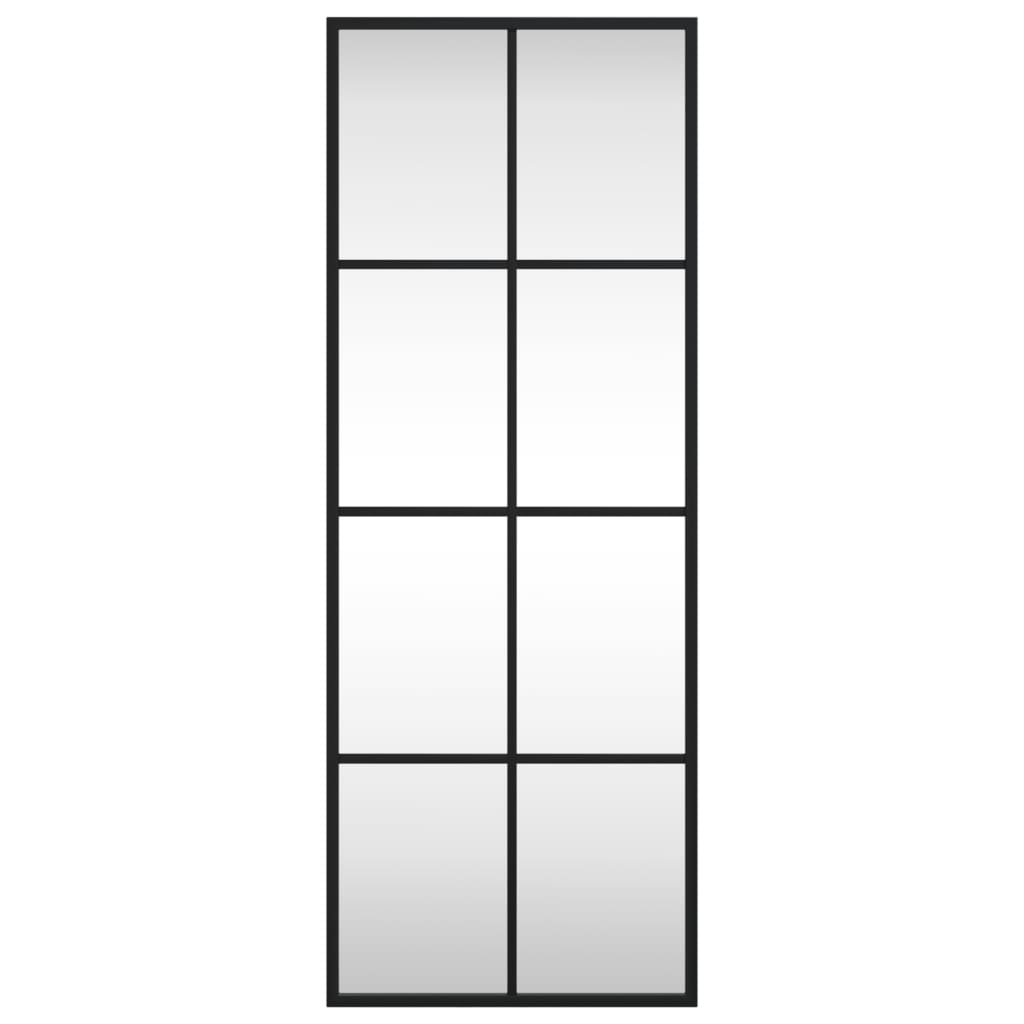vidaXL Lustro ścienne, czarne, 30x80 cm, prostokątne, żelazo