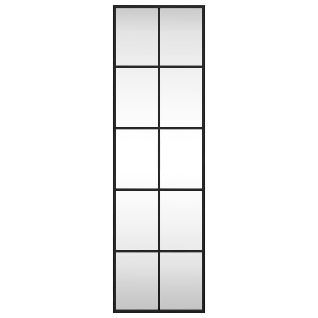 vidaXL Lustro ścienne, czarne, 30x100 cm, prostokątne, żelazo