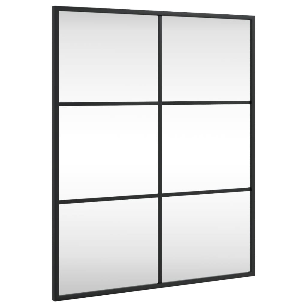 vidaXL Lustro ścienne, czarne, 50x60 cm, prostokątne, żelazo