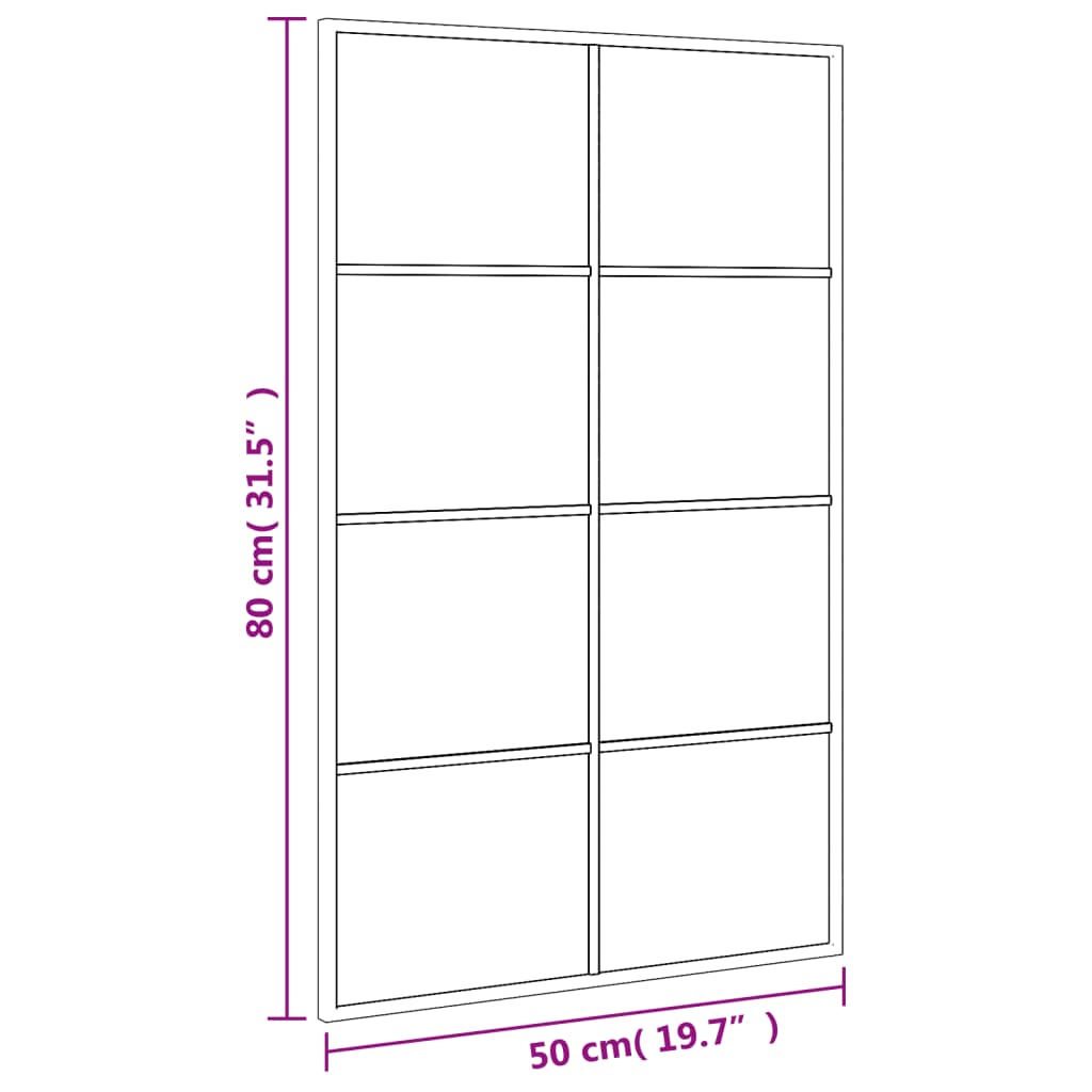 vidaXL Lustro ścienne, czarne, 50x80 cm, prostokątne, żelazo