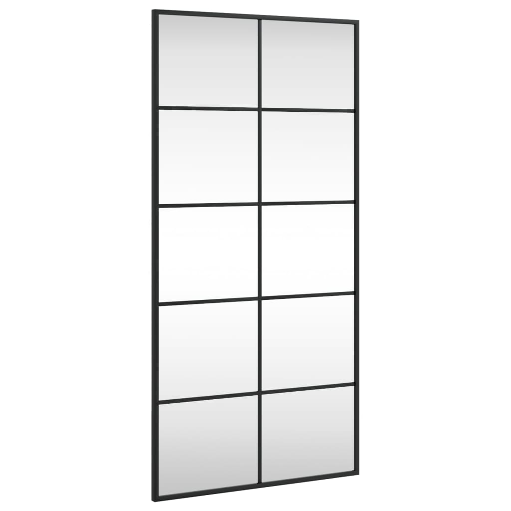 vidaXL Lustro ścienne, czarne, 50x100 cm, prostokątne, żelazo