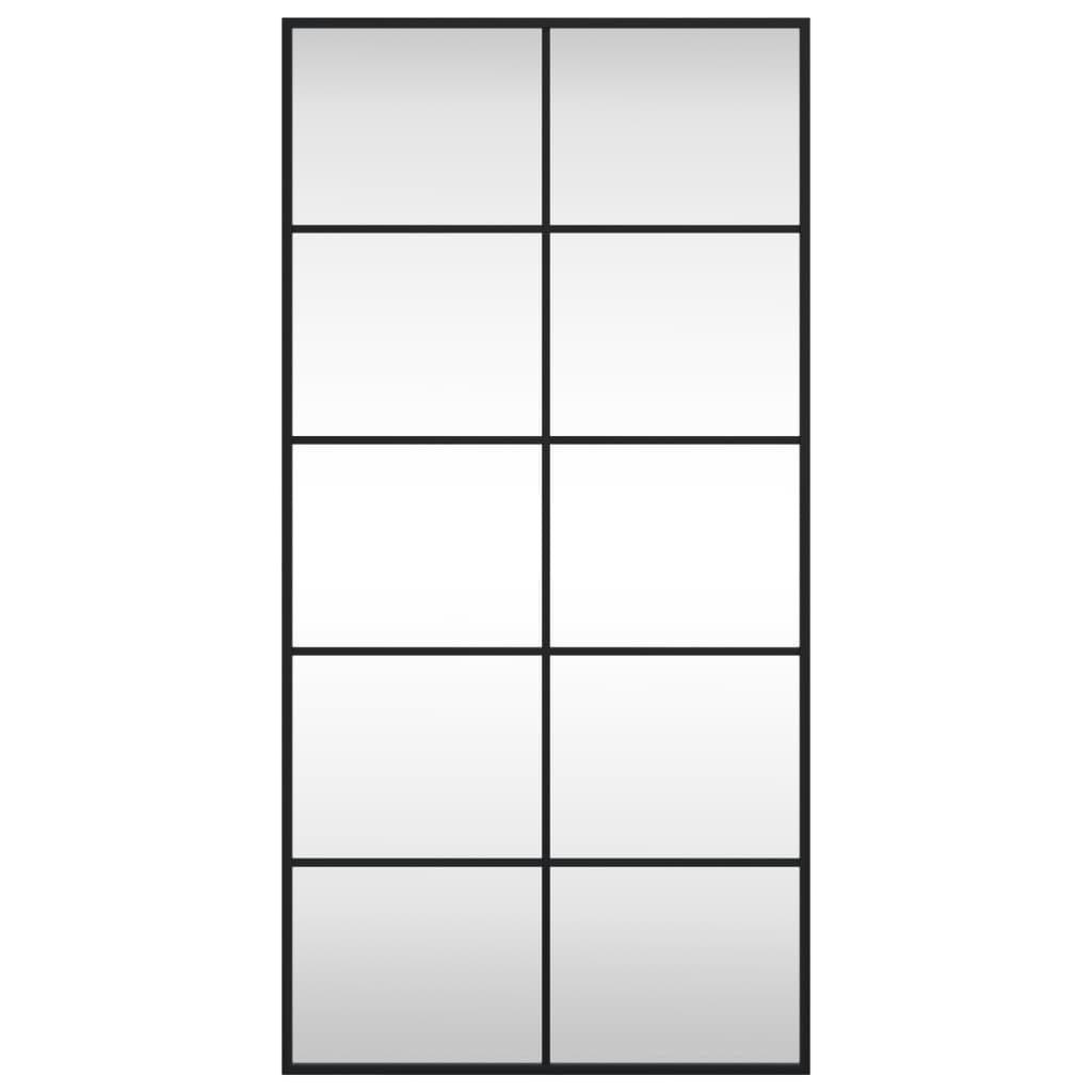 vidaXL Lustro ścienne, czarne, 50x100 cm, prostokątne, żelazo