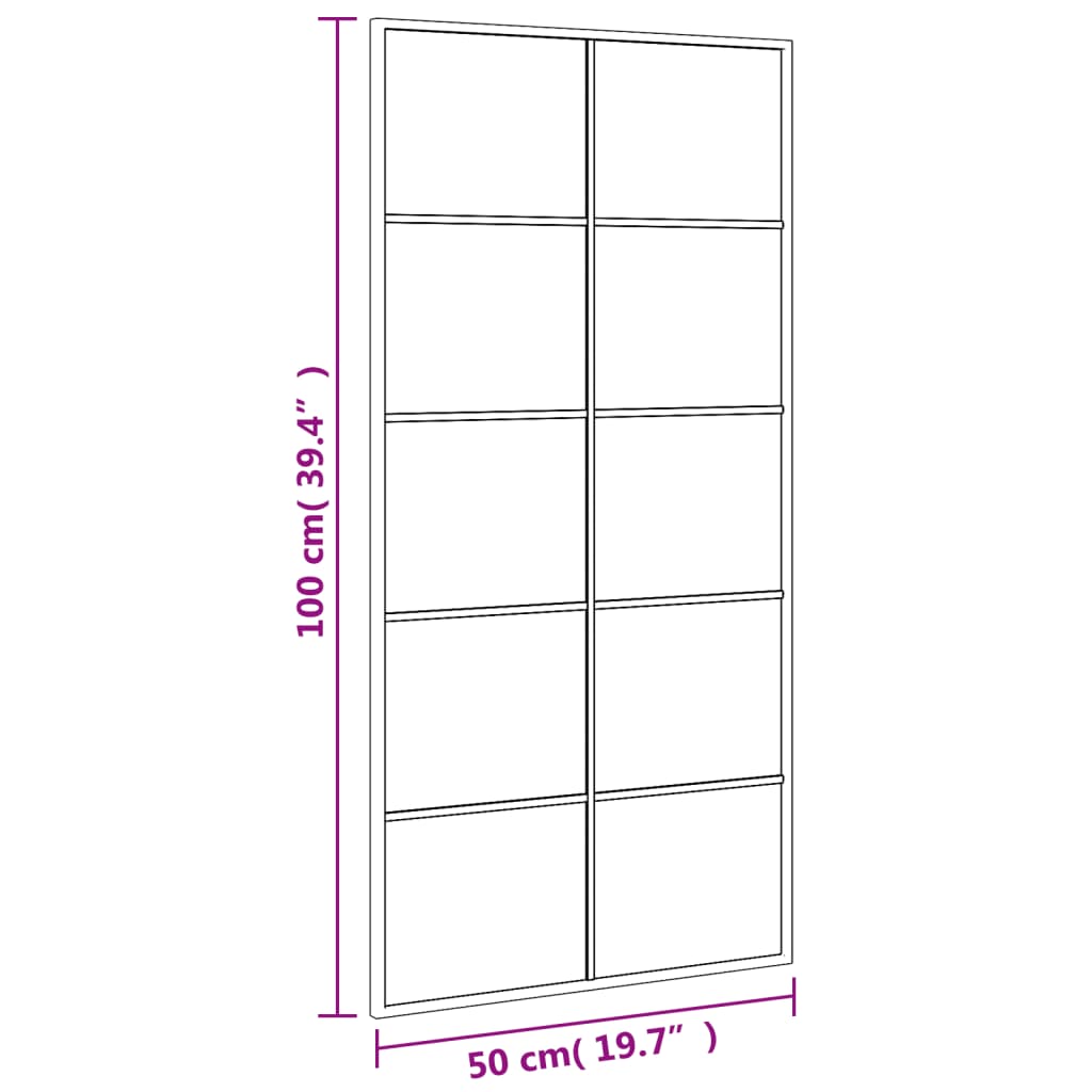 vidaXL Lustro ścienne, czarne, 50x100 cm, prostokątne, żelazo