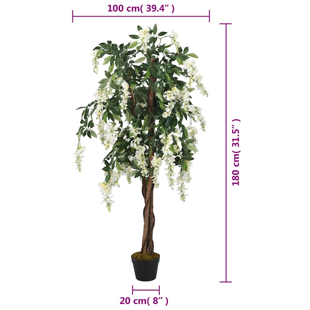 vidaXL Sztuczna wisteria, 1260 liści, 180 cm, zielono-biała