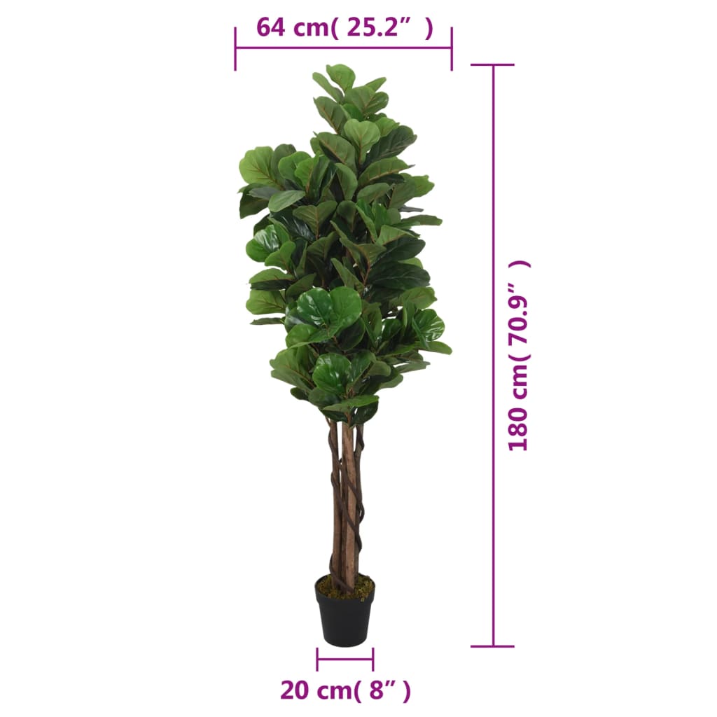 vidaXL Sztuczny figowiec dębolistny, 232 liście, 180 cm, zielony