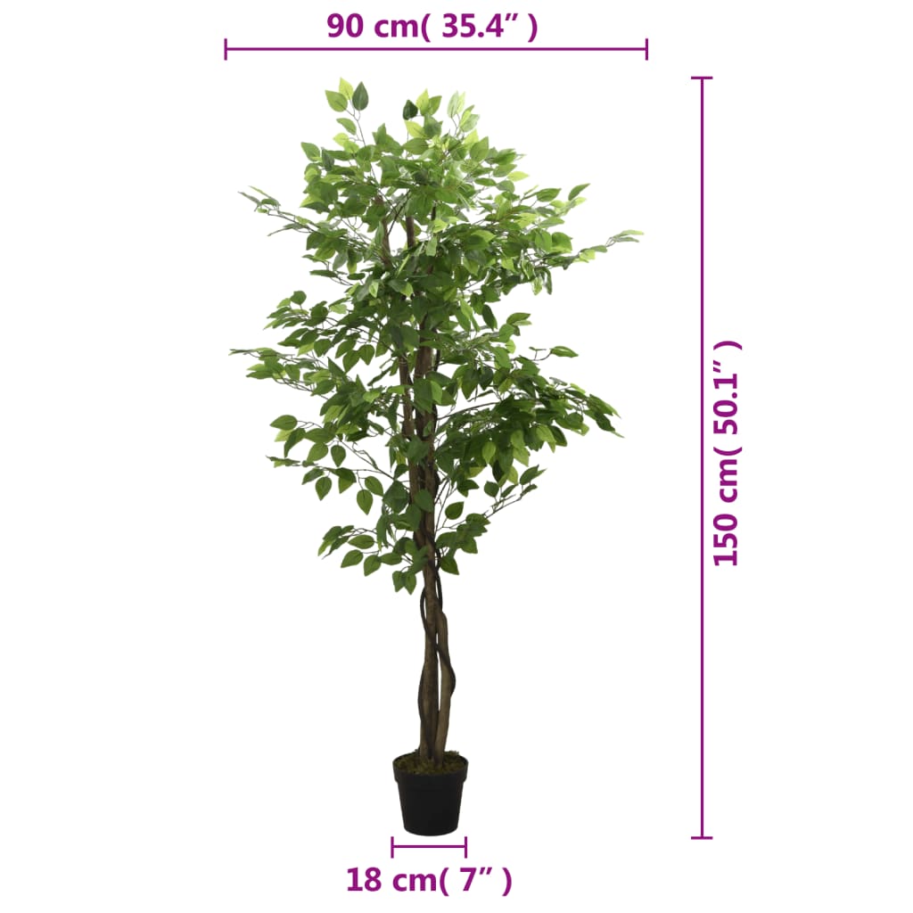 vidaXL Sztuczny fikus, 756 liści, 150 cm, zielony