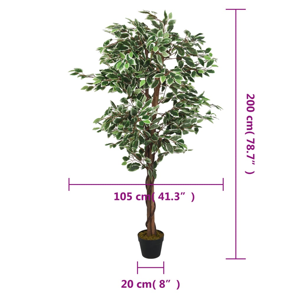 vidaXL Sztuczny fikus, 1260 liści, 200 cm, zielony