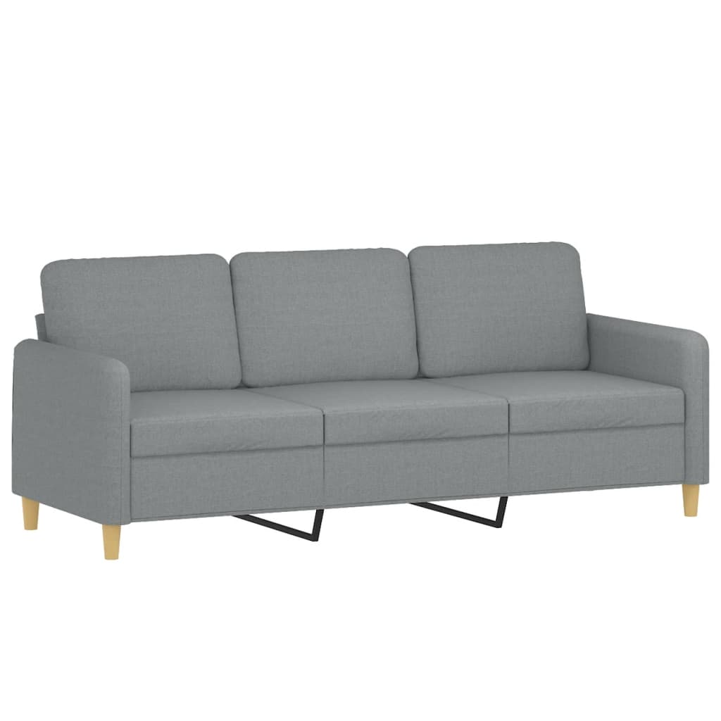 vidaXL Sofa 3-osobowa, jasnoszara, 180 cm, tapicerowana tkaniną