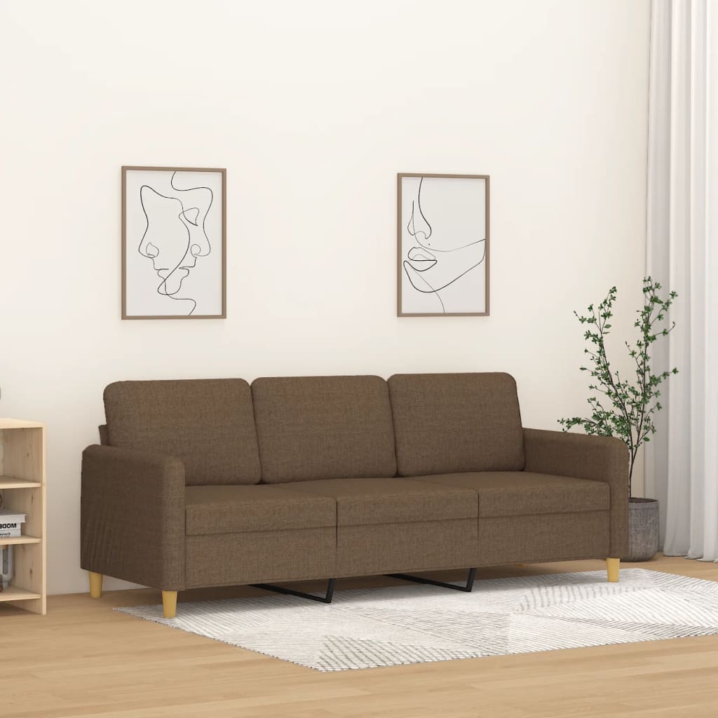 vidaXL Sofa 3-osobowa, brązowa, 180 cm, tapicerowana tkaniną