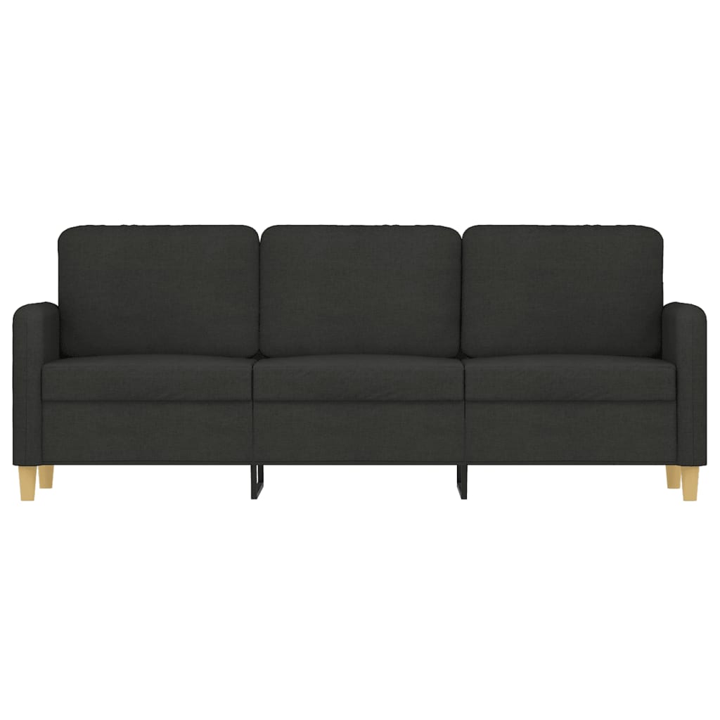 vidaXL Sofa 3-osobowa, czarna, 180 cm, tapicerowana tkaniną