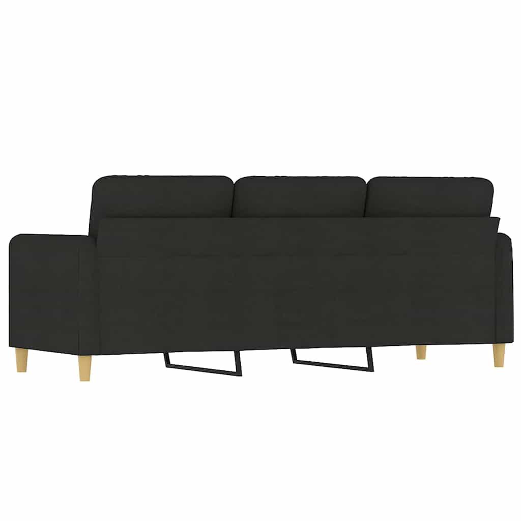 vidaXL Sofa 3-osobowa, czarna, 180 cm, tapicerowana tkaniną